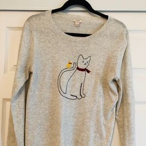 J.Crew embroidered cat sweater